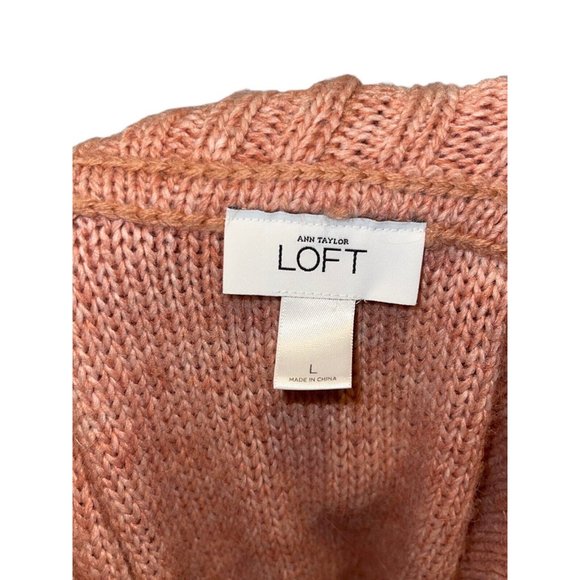 Ann Taylor Loft Alpaca-Wool Blend Salmon Low V-neck Knitted Sweater Large L - Picture 9 of 10